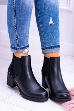 Sergio Leone Czarne Botki Na Słupku Megusto