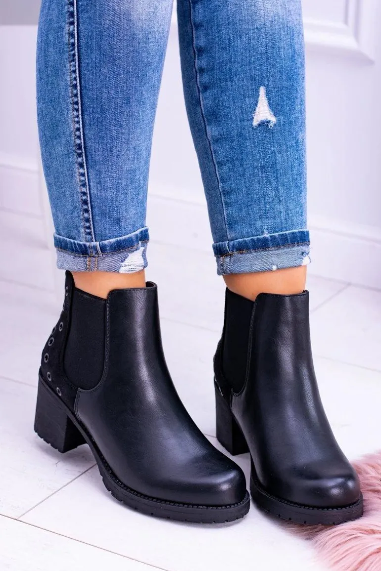 Sergio Leone Czarne Botki Na Słupku Megusto