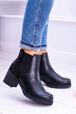 Sergio Leone Czarne Botki Na Słupku Megusto