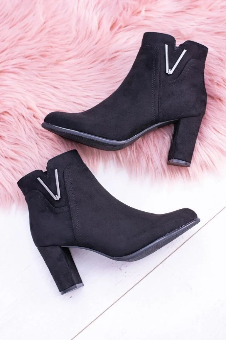 Sergio Leone Czarne Botki Na Słupku Zamsz Valentia