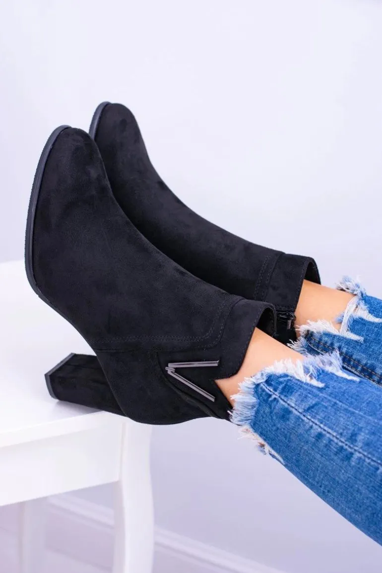 Sergio Leone Czarne Botki Na Słupku Zamsz Valentia