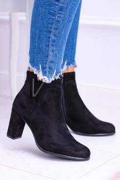 Sergio Leone Czarne Botki Na Słupku Zamsz Valentia