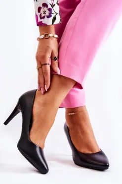 Sergio Leone Matowe Czółenka Szpilki Czarne Feliciana