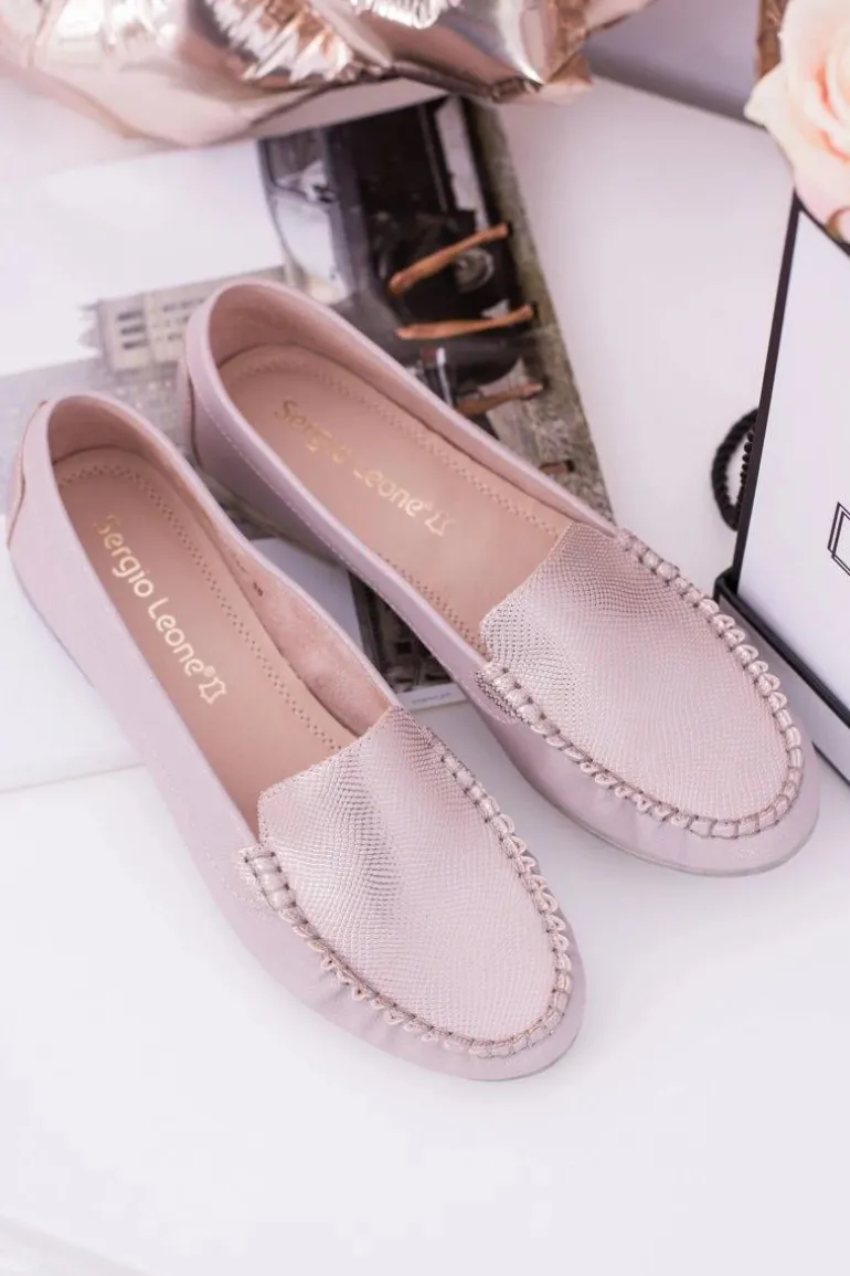 Sergio Leone Mokasyny Damskie Różowe Irmany