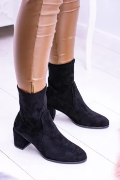 Sergio Leone Ocieplane Wsuwane Czarne Damskie Botki Picodi