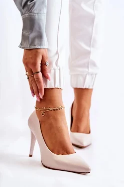 Sergio Leone Perłowe Czółenka Szpilki Beżowe Feliciana