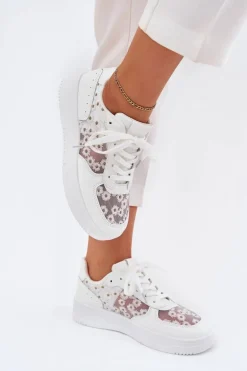 Siateczkowe Sneakersy Damskie Stokrotki Białe Jenithra