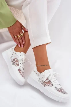 Siateczkowe Sneakersy Damskie Stokrotki Białe Jenithra