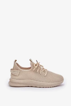 Siateczkowe Wsuwane Buty Sportowe Damskie Beżowe Harice