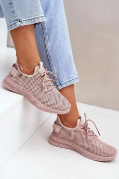 Siateczkowe Wsuwane Buty Sportowe Damskie Różowe Harice