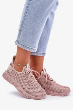 Siateczkowe Wsuwane Buty Sportowe Damskie Różowe Harice