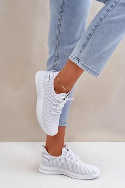 Siateczkowe Wsuwane Buty Sportowe Damskie Białe Harice