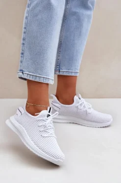 Siateczkowe Wsuwane Buty Sportowe Damskie Białe Harice