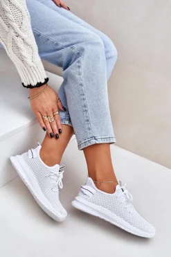 Siateczkowe Wsuwane Buty Sportowe Damskie Białe Harice