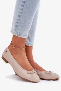 Skórzane Baleriny Damskie Maciejka P6800-04 Beżowe