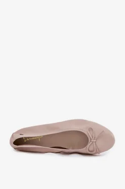 Skórzane Baleriny Damskie Maciejka P6800-04 Beżowe