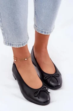 Skórzane Baleriny Damskie Maciejka P6800-01 Czarne