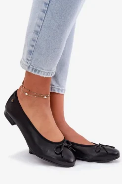 Skórzane Baleriny Damskie Maciejka P6800-01 Czarne