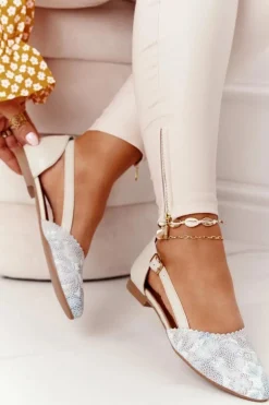 Skórzane Baleriny Maciejka 4972A-04 Beżowe