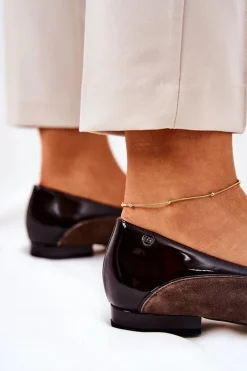 Skórzane Baleriny Monnari 0920-017 Brązowe