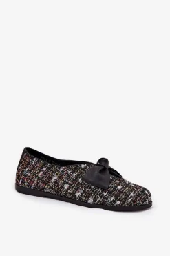 Skórzane Baleriny Z Kokardą Laura Messi 2921 Czarne