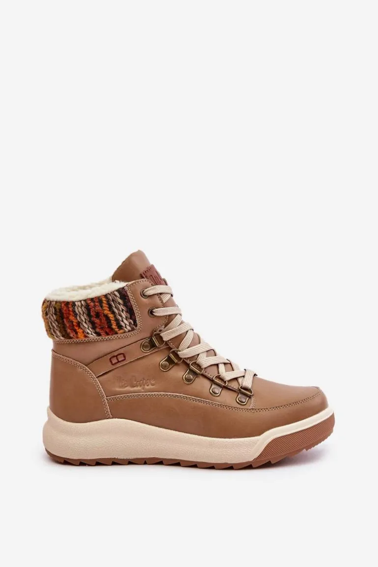 Skórzane Botki Damskie Ocieplane Lee Cooper LCJ-24-01-2985 Beżowe