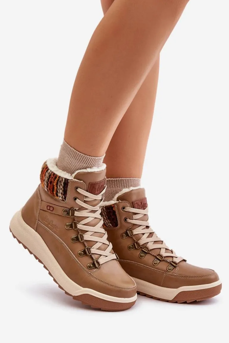 Skórzane Botki Damskie Ocieplane Lee Cooper LCJ-24-01-2985 Beżowe