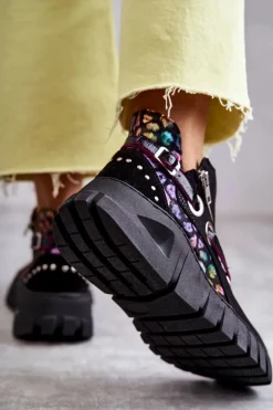 Skórzane Botki Maciejka Z Cętkami 05660-20 Czarne