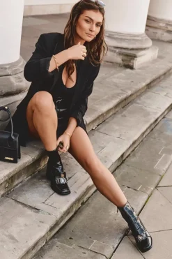 Skórzane Botki Na Masywnym Obcasie Z Ozdobą S.Barski MR870-99 Czarne