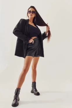 Skórzane Botki Na Płaskim Obcasie Czarne Marlis