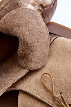 Skórzane Botki Na Płaskim Obcasie Maciejka 2878J-04 Beżowe