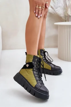 Skórzane Botki Na Platformie Maciejka 06751-01 Czarne