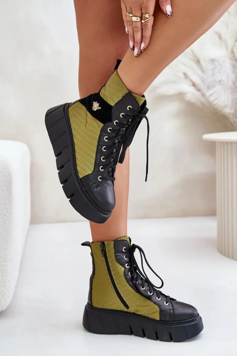 Skórzane Botki Na Platformie Maciejka 06751-01 Czarne