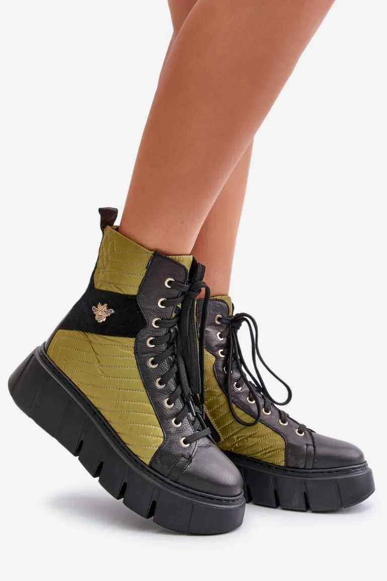 Skórzane Botki Na Platformie Maciejka 06751-01 Czarne