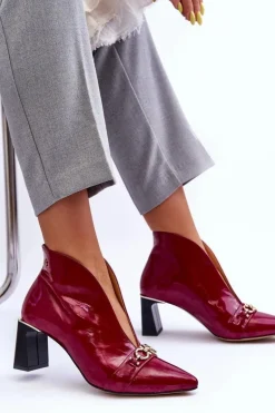 Skórzane Botki Na Słupku Maciejka 05262-15 Fuksja