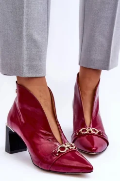 Skórzane Botki Na Słupku Maciejka 05262-15 Fuksja