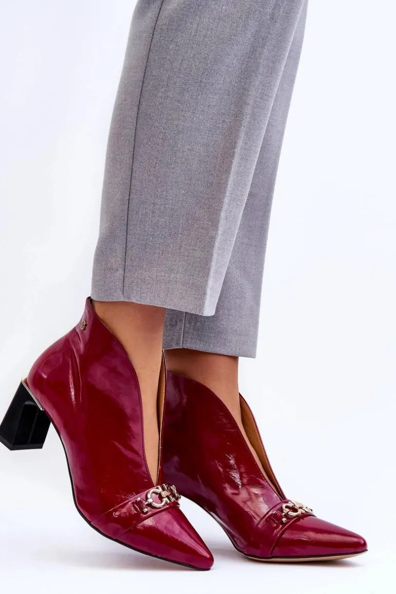 Skórzane Botki Na Słupku Maciejka 05262-15 Fuksja