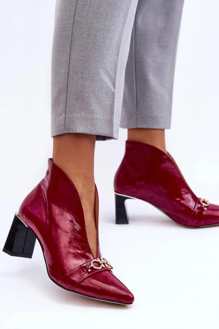 Skórzane Botki Na Słupku Maciejka 05262-15 Fuksja