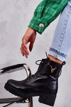 Skórzane Botki Na Suwak Z Ociepleniem Czarne Ramsey