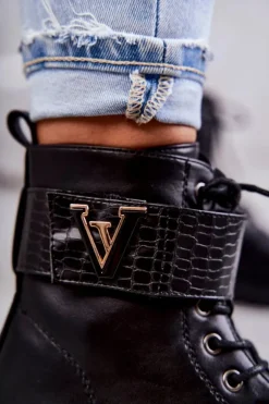 Skórzane Botki Na Suwak Z Ociepleniem Czarne Ramsey