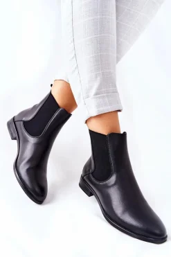 Skórzane Botki Sergio Leone BT523 Czarne