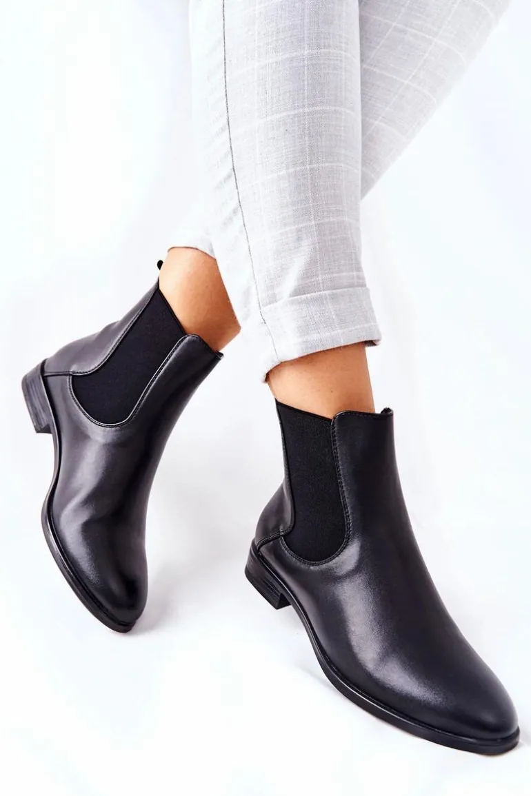 Skórzane Botki Sergio Leone BT523 Czarne