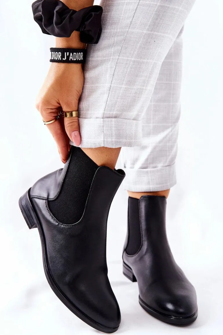 Skórzane Botki Sergio Leone BT523 Czarne