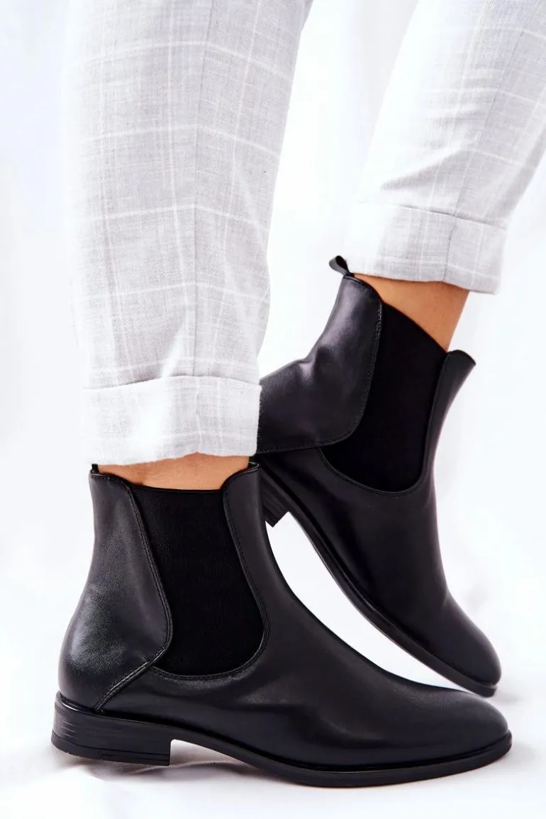 Skórzane Botki Sergio Leone BT523 Czarne