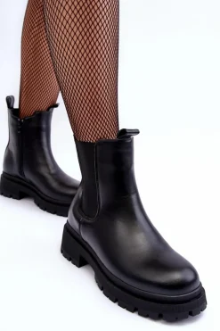 Skórzane Botki Sztyblety Na Suwak Czarne Pitrese