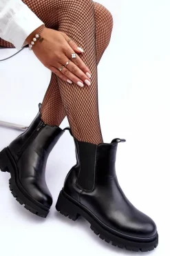 Skórzane Botki Sztyblety Na Suwak Czarne Pitrese