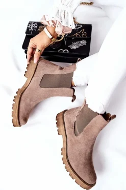 Skórzane Botki Sztyblety Nicole Brązowe Brace