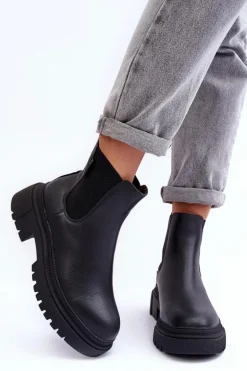 Skórzane Botki Sztyblety Ocieplane Big Star MM274619 Czarne