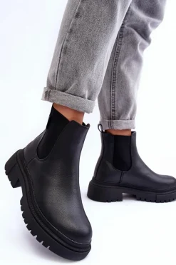 Skórzane Botki Sztyblety Ocieplane Big Star MM274619 Czarne