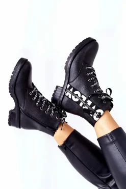 Skórzane Botki Workery Na Suwak Czarne Henri